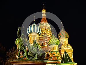 Cathedral of Vasily the Blessed at night, Moscow, Russia