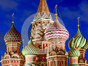 Cathedral of Vasily the Blessed (Saint Basil\'s Cathedral) on Red Square at night, Moscow, Russia