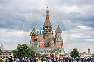 The Cathedral of Vasily the Blessed, or Saint Basil`s Cathedral, a church in Red Square in Moscow, Russia