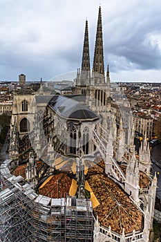 Cathedrale Saint Andre and Pey Berland Tower in Bordeaux, France