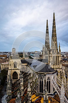 Cathedrale Saint Andre and Pey Berland Tower in Bordeaux, France