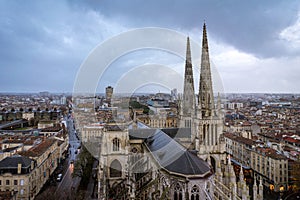 Cathedrale Saint Andre and Pey Berland Tower in Bordeaux, France