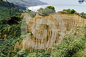 The Cathedrals, badlands erosion, Gore Bay, south island, New Zealand