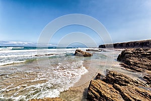 Cathedrals beach. Beautiful beach in Ribadeo. Tourism in Galicia. The most beautiful spots in Spain