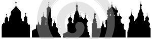 Cathedrals or churches of Moscow in Russia, set of silhouettes. Vector illustration photo