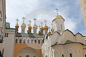 Cathedrals inside Moscow Kremlin, Russia.