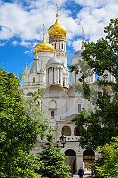 Cathedrals in Moscow Kremlin, Russia. Scenic view of old Patriarch`s Palace