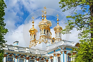 Catherine palace church dome in Tsarskoe Selo Pushkin, St. Petersburg, Russia