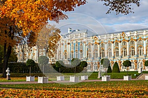 Catherine palace and park in autumn, Pushkin (Tsarskoe Selo), Saint Petersburg, Russia