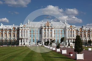 The Catherine Palace in the town of Tsarskoye Selo