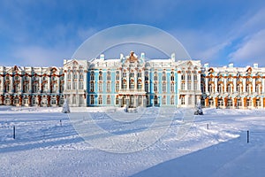 Catherine palace in winter, Tsarskoe Selo Pushkin, St. Petersburg, Russia
