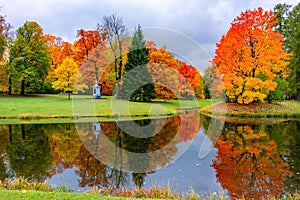 Catherine park in autumn foliage, Pushkin Tsarskoe Selo, St. Petersburg, Russia