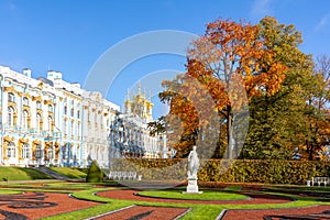 Catherine park in autumn foliage, Tsarskoe Selo Pushkin, Saint Petersburg, Russia