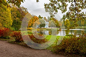 Catherine park in autumn foliage, Tsarskoe Selo Pushkin, Saint Petersburg, Russia