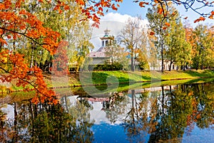 Catherine park in autumn foliage, Tsarskoe Selo Pushkin, Saint Petersburg, Russia