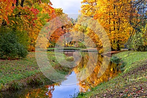 Catherine park in autumn, Pushkin Tsarskoe Selo, St. Petersburg, Russia