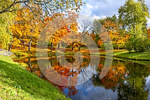 Catherine park in autumn, Pushkin Tsarskoe Selo, St. Petersburg, Russia