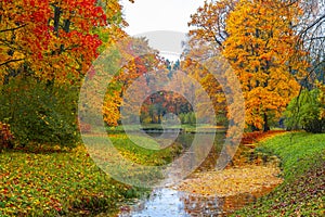 Catherine park in autumn, Tsarskoe Selo Pushkin, Saint Petersburg, Russia