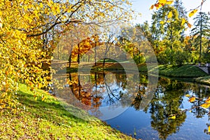 Catherine park in autumn, Tsarskoe Selo Pushkin, Saint Petersburg, Russia