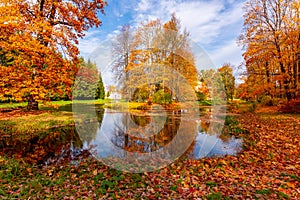 Catherine park in autumn, Tsarskoe Selo Pushkin, Saint Petersburg, Russia