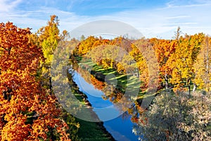 Catherine park in autumn, Tsarskoe Selo Pushkin, St. Petersburg, Russia