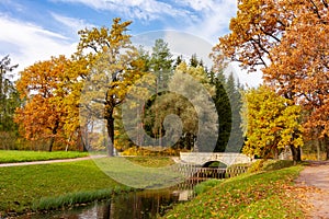 Catherine park in autumn, Tsarskoe Selo Pushkin, St. Petersburg, Russia