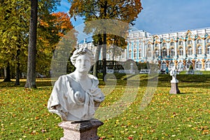 Catherine park in golden fall, Tsarskoe Selo (Pushkin), Saint Petersburg, Russia