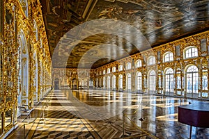 Catherine's Palace ballroom hall in Tsarskoe Selo (Pushkin), St.