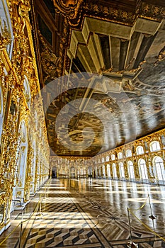 Catherine's Palace ballroom hall in Tsarskoe Selo (Pushkin), St.