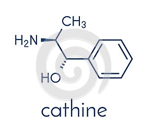 Cathine khat stimulant molecule. Present in Catha edulis khat. Skeletal formula.