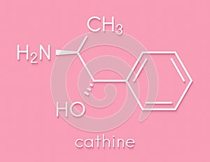 Cathine khat stimulant molecule. Present in Catha edulis khat. Skeletal formula.