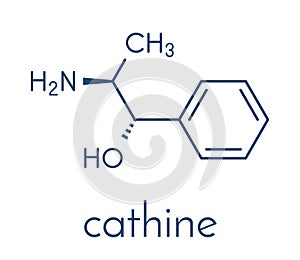 Cathine khat stimulant molecule. Present in Catha edulis khat. Skeletal formula. photo