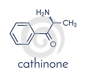 Cathinone khat stimulant molecule. Present in Catha edulis khat. Skeletal formula.