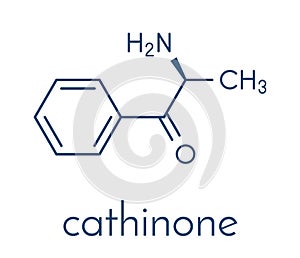 Cathinone khat stimulant molecule. Present in Catha edulis khat. Skeletal formula. photo
