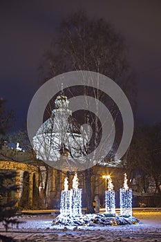 Catholic Advent candles in winter and Christmas time in Daugavpils city