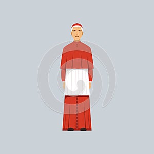 Catholic Cardinal in red robe, representative of religious confession vector Illustration