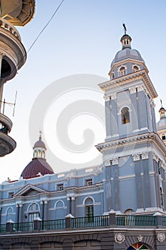 Catholic Cathedral church during Christmas time at sunset