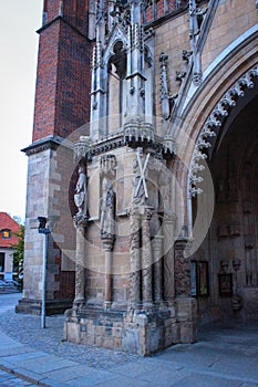 The Catholic Cathedral of St. John the Baptist in WrocÅ‚aw, Poland. Gothic church with Neo-Gothic additions