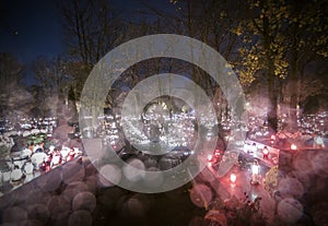 Catholic cemetery at night