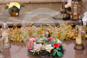 Catholic cemetery in Poland - a few days before the feast of the dead and saints.