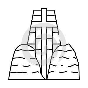 catholic chapel of holy cross line icon vector illustration photo