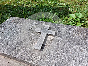 catholic christian cross at old cemetery in Ptuj. Slovenia