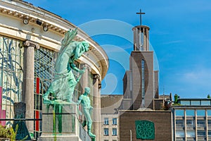 Catholic church behind botanical garden in Brussels, Belgium