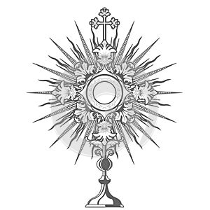 Catholic church ceremony monstrance, ostensory adoration to the blessed sacrament, eucharist