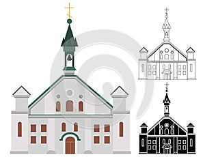 Catholic church for churchgoers and religious people line and shape art