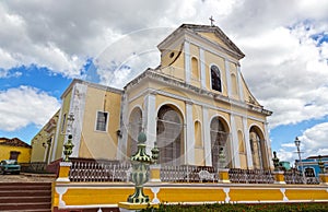 Catholic Church of the Holy Trinity Facade Plaza Mayor Old Town Trinidad Cuba