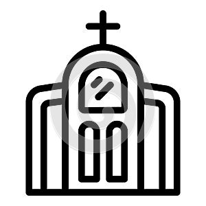 Catholic church icon outline vector. People mass building
