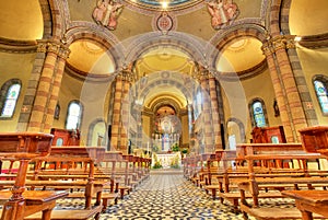 Catholic church interior view. Alba, Italy.