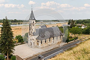 Catholic church near Chaumont-sur -Loire castle in Loire valley, France.