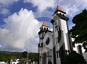 Catholic Church of Our Lady, Igreja Nossa Senhora da Alegria in furnas town on the island of Sao Miguel in the Azores photo